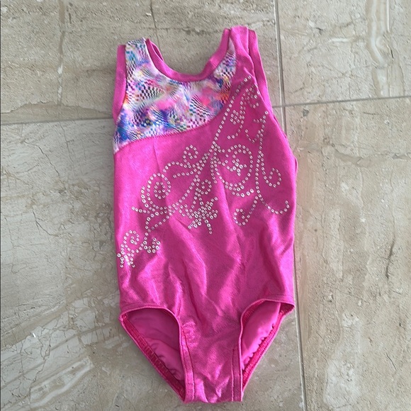 Pink Kids Gymnastics Leotard high quality hand made - Picture 1 of 5